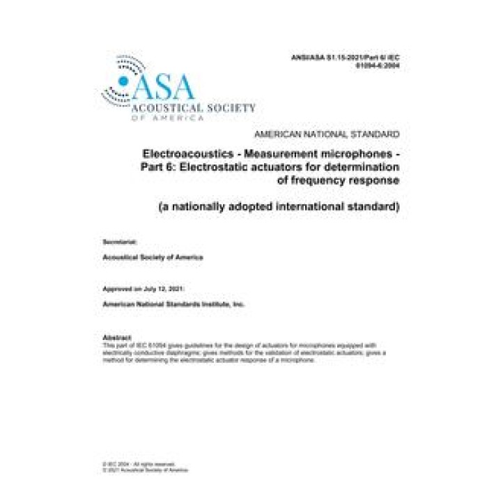 ASA S1.15-2021/Part 6/ IEC 61094-6:2004