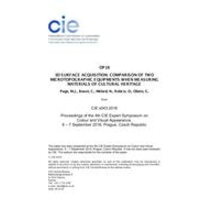 3D SURFACE ACQUISITION: COMPARISON OF TWO MICROTOPOGRAPHIC EQUIPMENTS WHEN MEASURING MATERIALS OF CULTURAL HERITAGE (OP18, Pages 111-120)