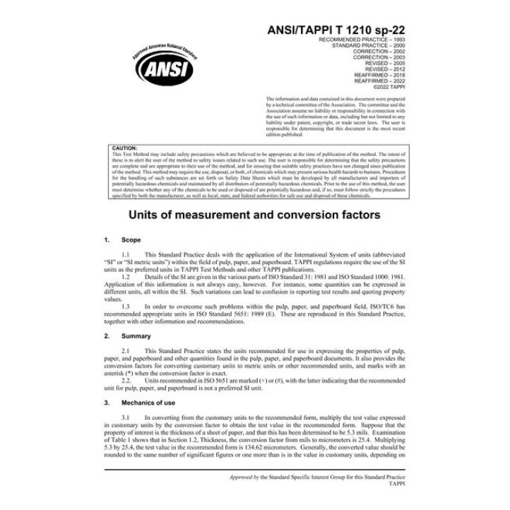 TAPPI T 1210 sp-12 (R2022)