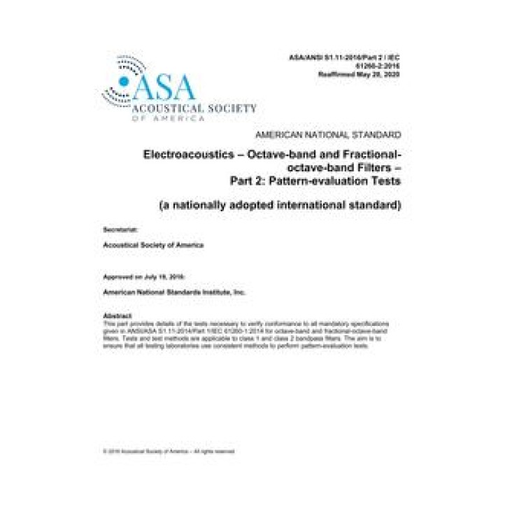 ASA S1.11-2016/Part  2 / IEC 61260:2-2016 (R2020)