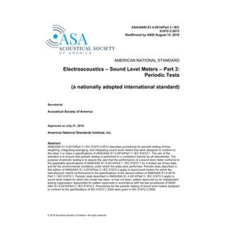 ASA S1.4-2014/Part 3 / IEC 61672-3:2013 (R2024)