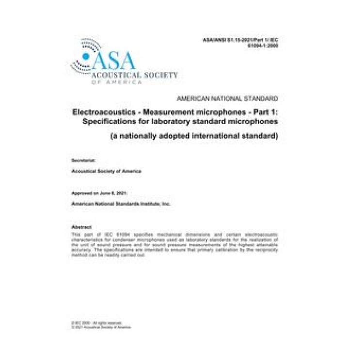 ASA S1.15-2021/Part 1/ IEC 61094-1:2000